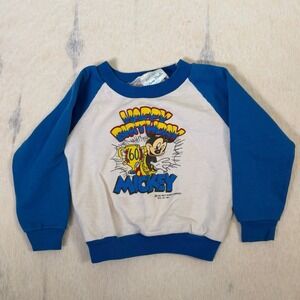 Vintage Disney Mickey Mouse Happy Birthday 60 Sweatshirt Toddler 3T USA Made